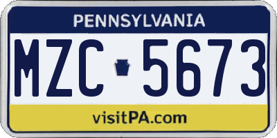 PA license plate MZC5673