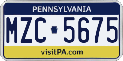 PA license plate MZC5675