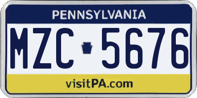 PA license plate MZC5676