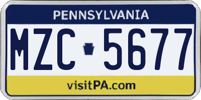 PA license plate MZC5677