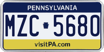 PA license plate MZC5680