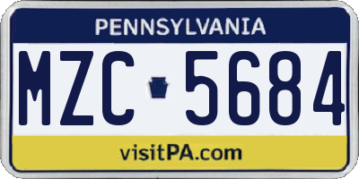 PA license plate MZC5684