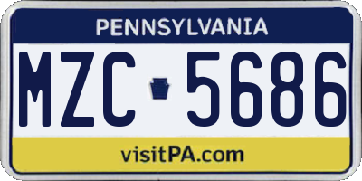 PA license plate MZC5686