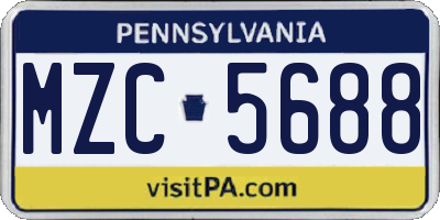 PA license plate MZC5688