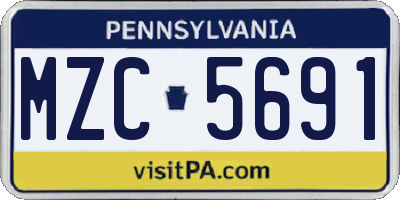 PA license plate MZC5691