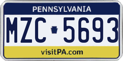 PA license plate MZC5693