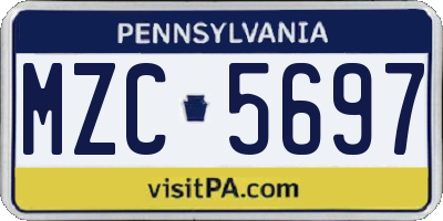 PA license plate MZC5697