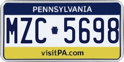 PA license plate MZC5698