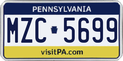 PA license plate MZC5699