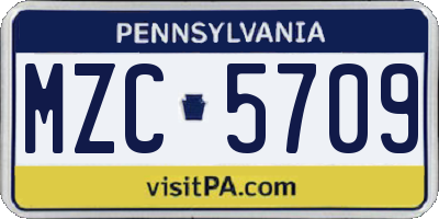 PA license plate MZC5709