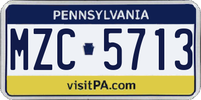 PA license plate MZC5713