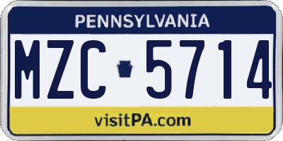 PA license plate MZC5714