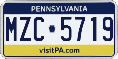PA license plate MZC5719