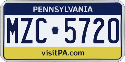 PA license plate MZC5720