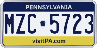 PA license plate MZC5723