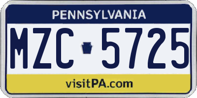 PA license plate MZC5725