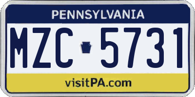 PA license plate MZC5731