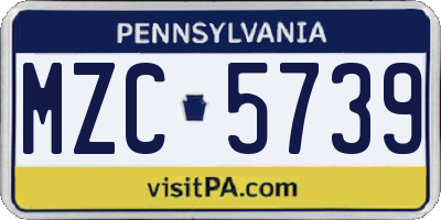 PA license plate MZC5739