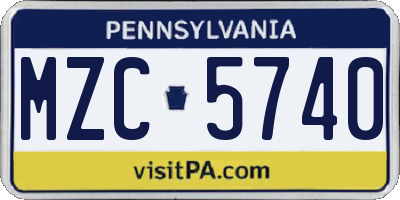 PA license plate MZC5740