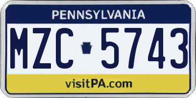PA license plate MZC5743