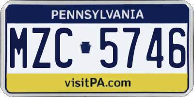 PA license plate MZC5746