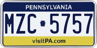 PA license plate MZC5757