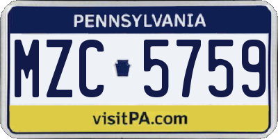 PA license plate MZC5759
