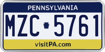 PA license plate MZC5761