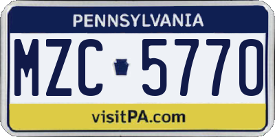 PA license plate MZC5770