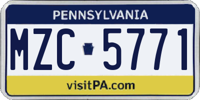PA license plate MZC5771