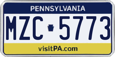 PA license plate MZC5773