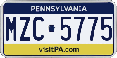 PA license plate MZC5775