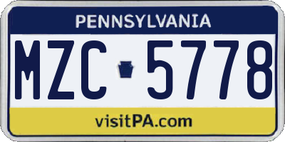 PA license plate MZC5778