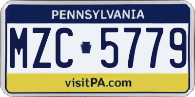PA license plate MZC5779