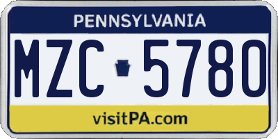 PA license plate MZC5780
