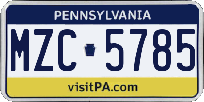 PA license plate MZC5785