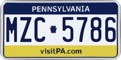 PA license plate MZC5786