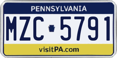 PA license plate MZC5791