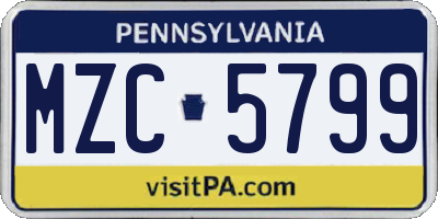 PA license plate MZC5799