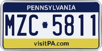PA license plate MZC5811
