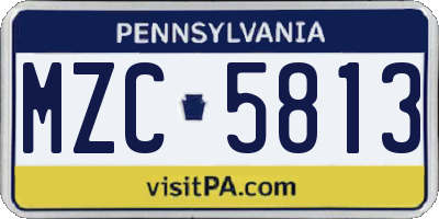PA license plate MZC5813
