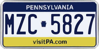 PA license plate MZC5827