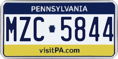 PA license plate MZC5844