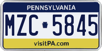 PA license plate MZC5845