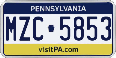 PA license plate MZC5853