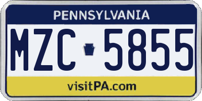 PA license plate MZC5855