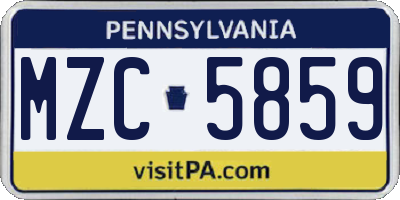 PA license plate MZC5859