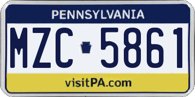 PA license plate MZC5861