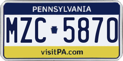 PA license plate MZC5870