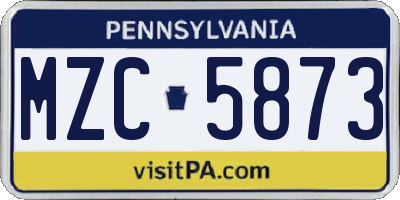 PA license plate MZC5873